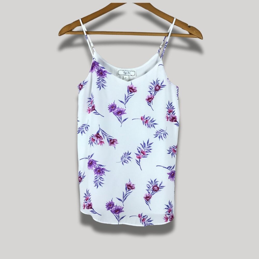 Hippie Rose White Floral Spaghetti Strap Tank Top